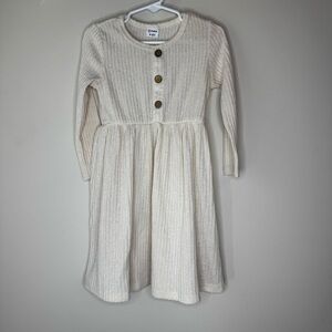 PatPat ribbed long-sleeve dress Cream Size 4-5yr